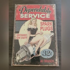 Vintage Style Spark Plugs Metal Sign